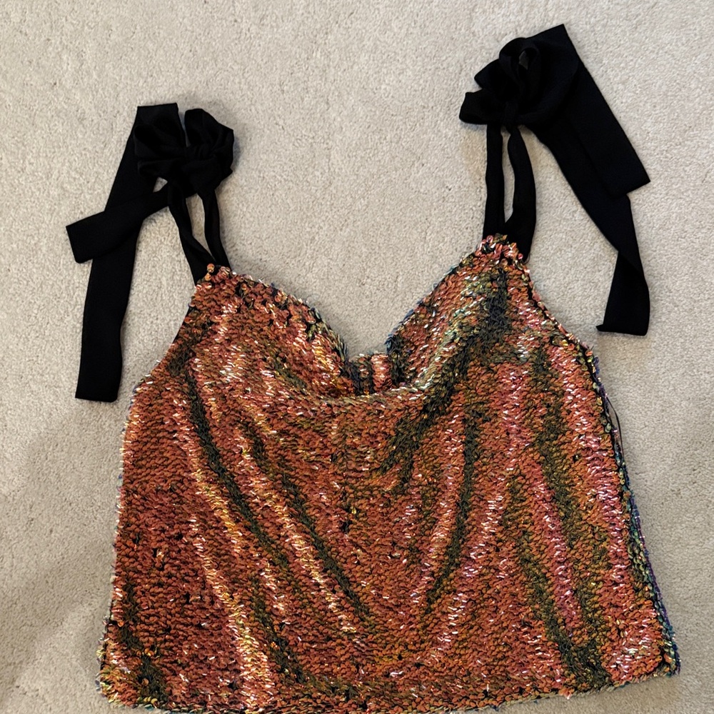 Endless Rose Sequin Camisole with Tie Straps - Multicolor
